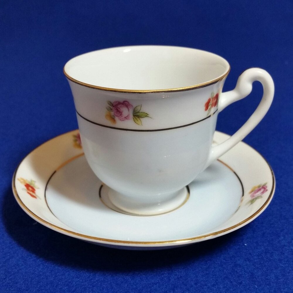 Hira China Floral Demitasse Cup and Saucer Set Made in Occupied Japan 1945-1952